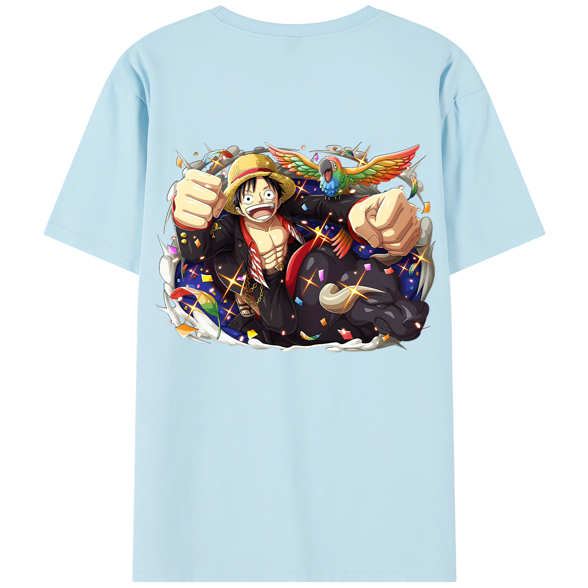 ワンピース モンキー・D・ルフィ ONE PIECE Monkey D. Luffy 綿100％半袖Tシャツ（背面プリント）